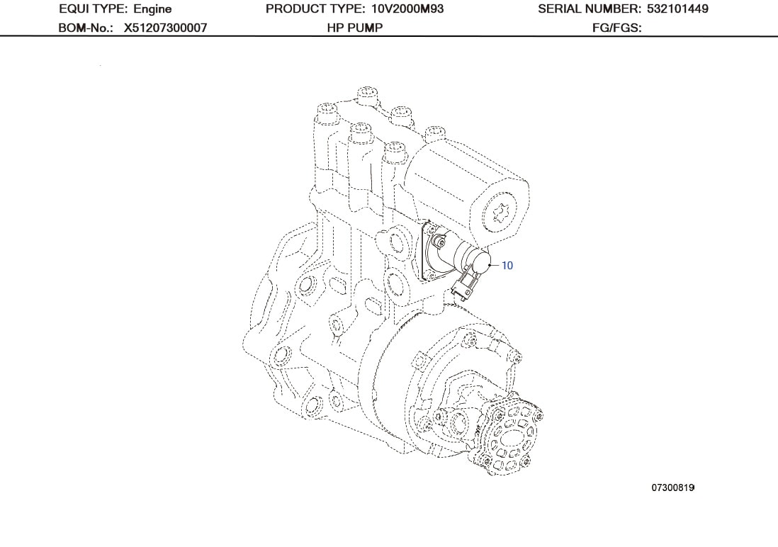 MTU XP51107300001 Technical Engineering Exploded View