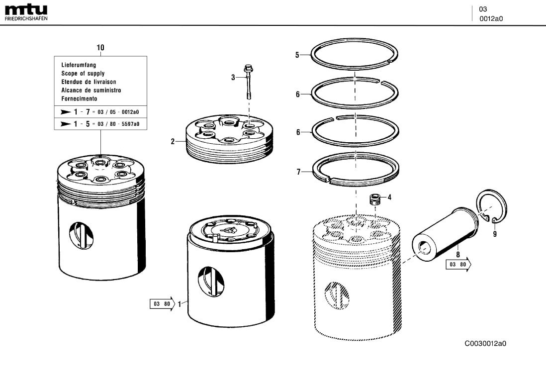 MTU 135B14008/1 Technical Engineering Exploded View