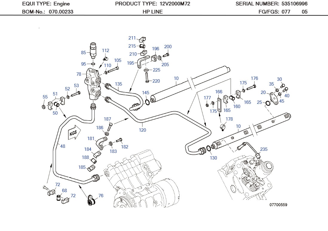 MTU 5320700246 HP FUEL LINE PRESS RELIEF VALVE