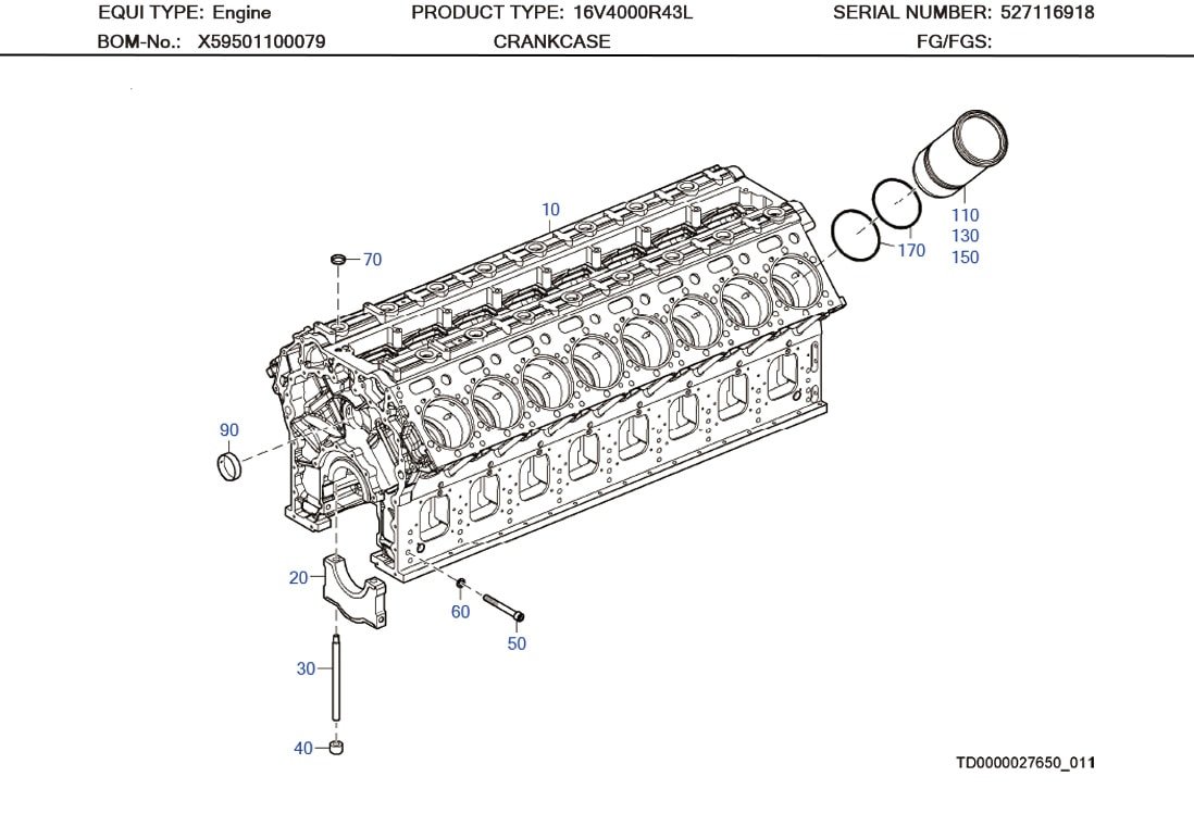 MTU X00027830 Technical Engineering Exploded View