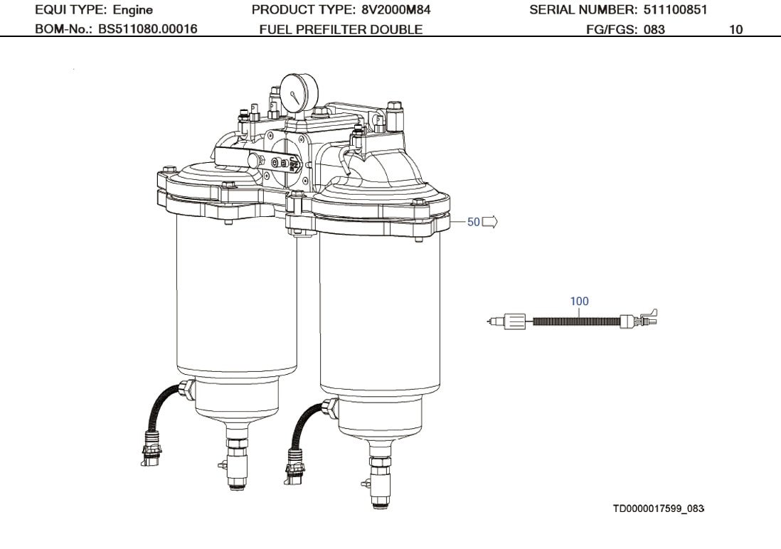 MTU X00E50209325 Technical Engineering Exploded View