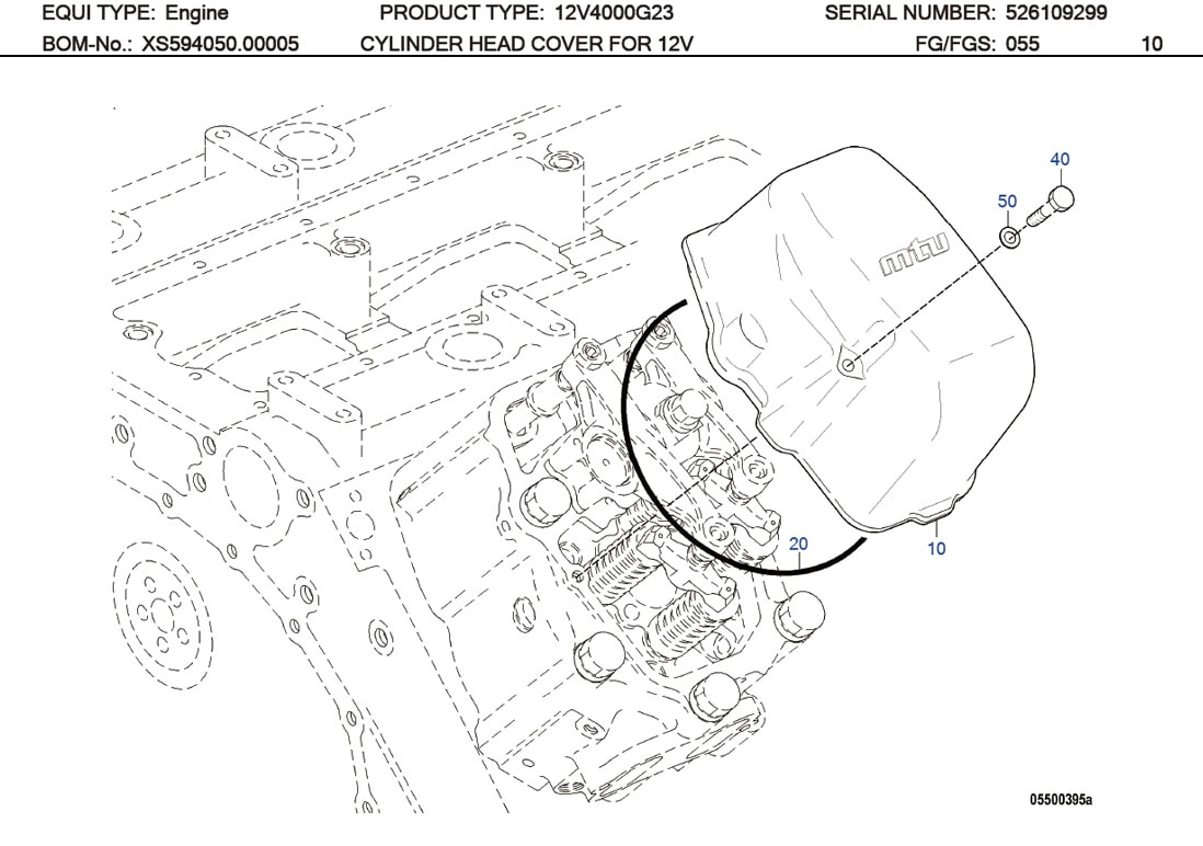 MTU X52405500190 Technical Engineering Exploded View
