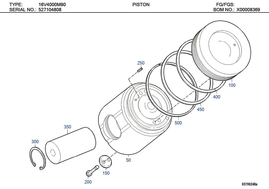 MTU X00008369 Technical Engineering Exploded View