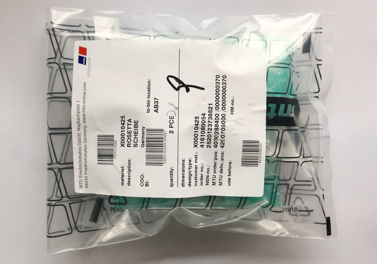 MTU X00010425 ZR125 TURBOCHARGER WASHER