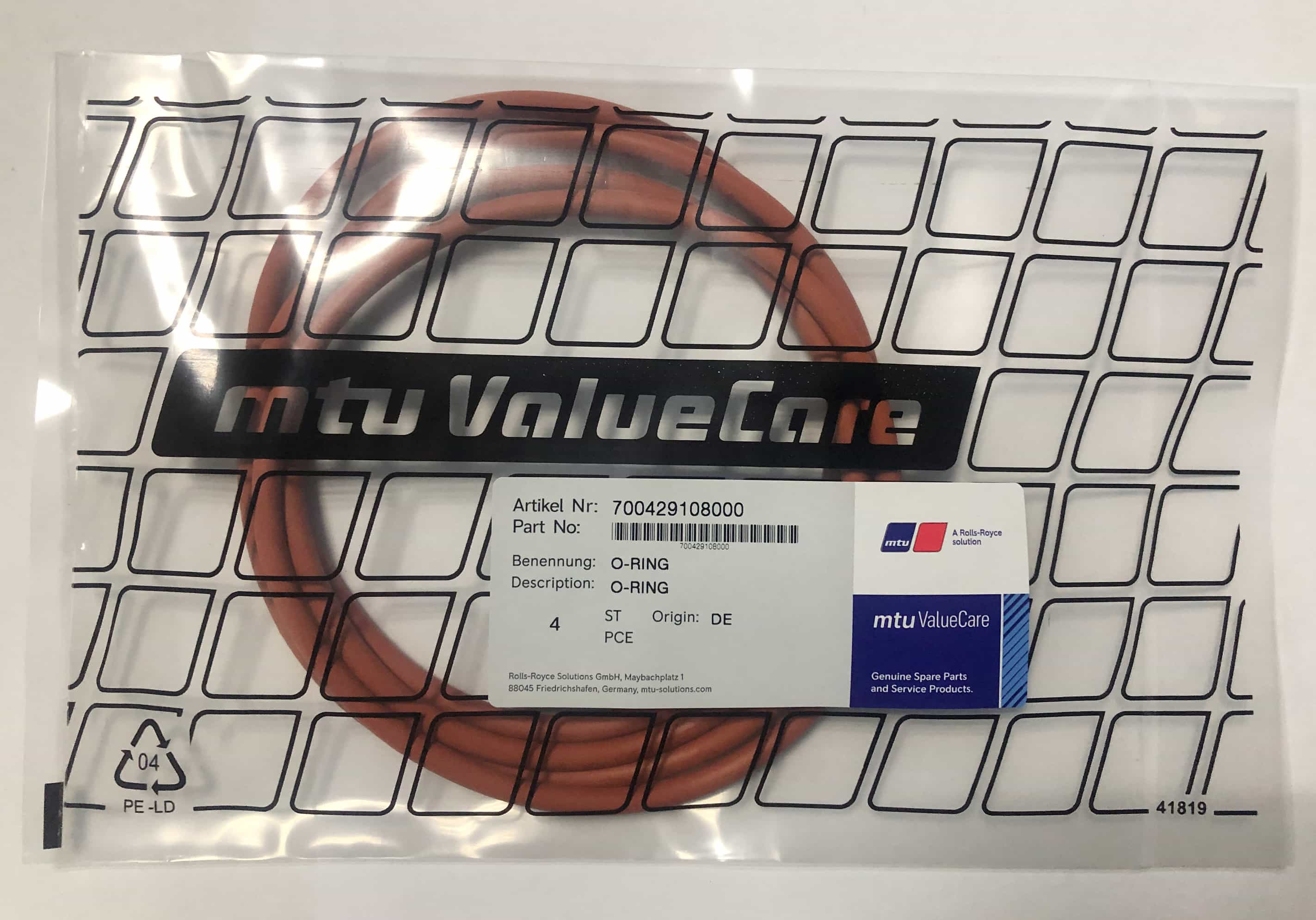 MTU 700429108000 ZR125 TURBOCHARGER O-RING