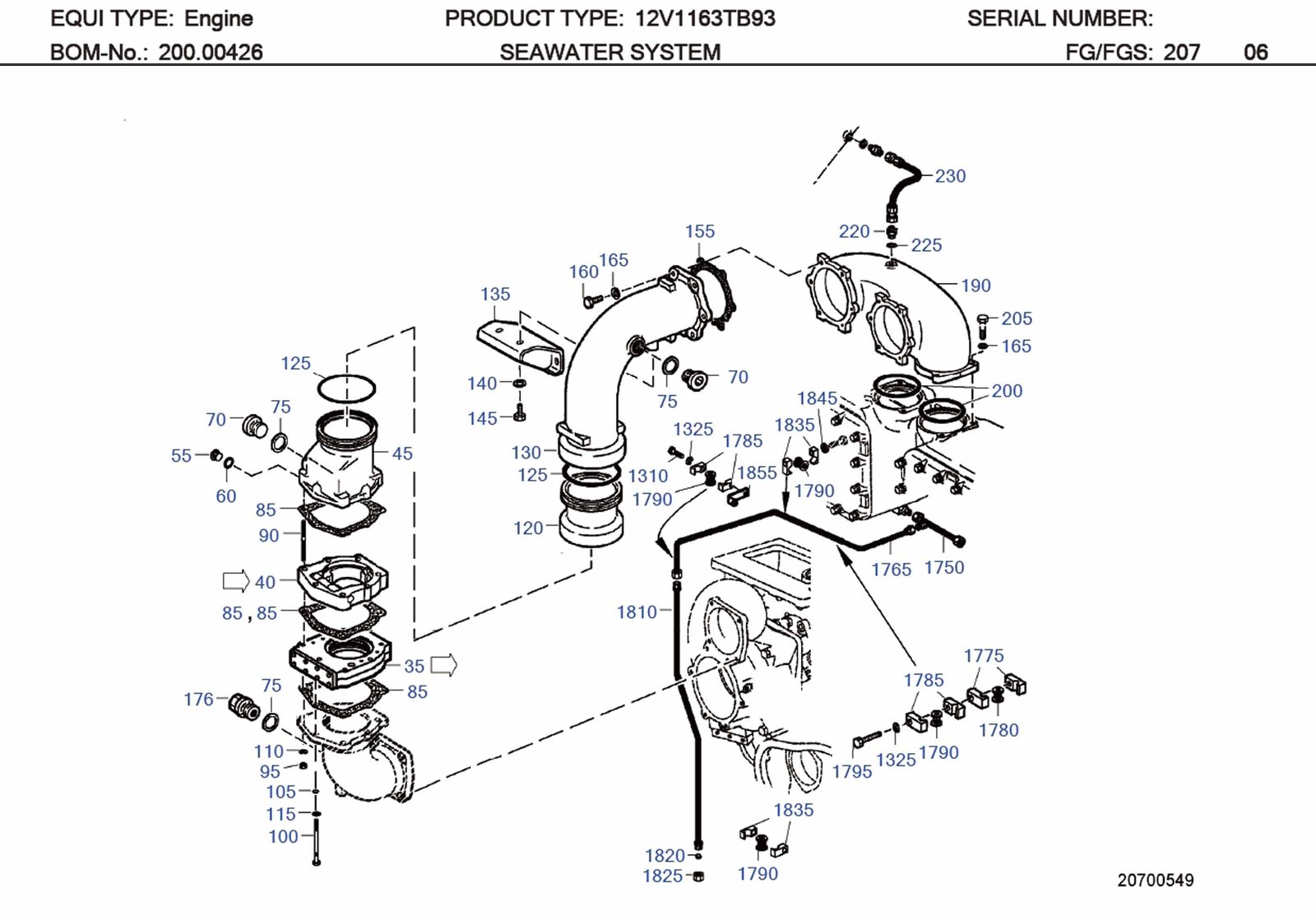 MTU 5849970040 Technical Engineering Exploded View