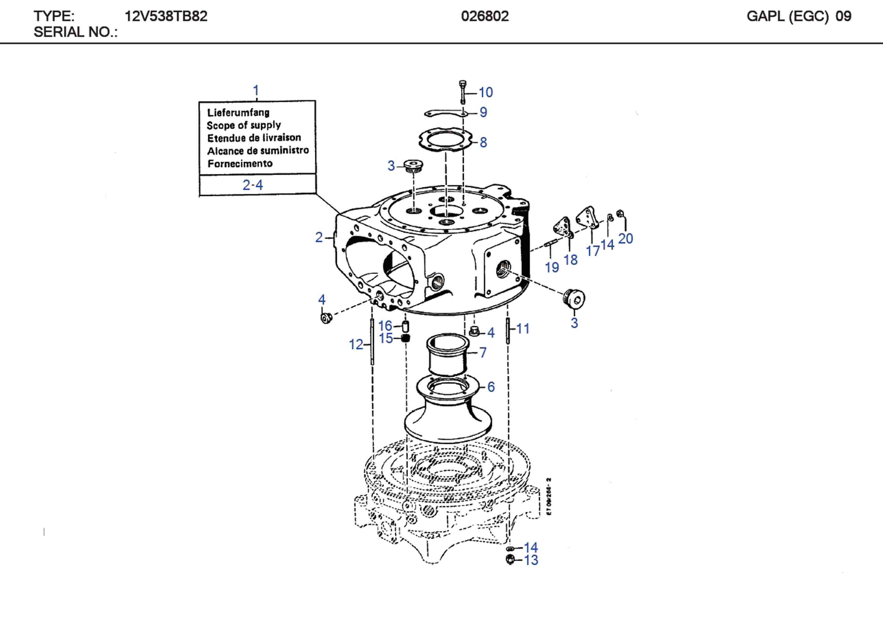 MTU 806A06020/1 Technical Engineering Exploded View