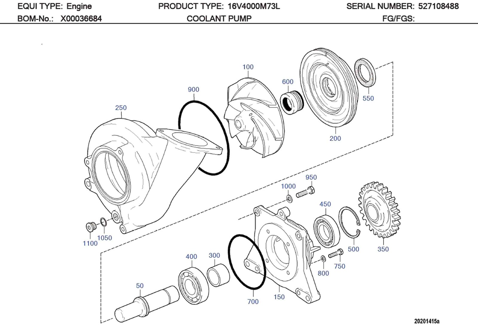 MTU X51699100327 Technical Engineering Exploded View