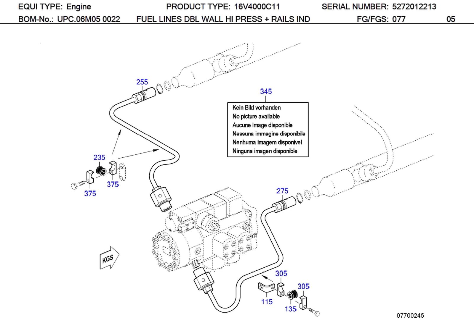 MTU 700325022114 Technical Engineering Exploded View