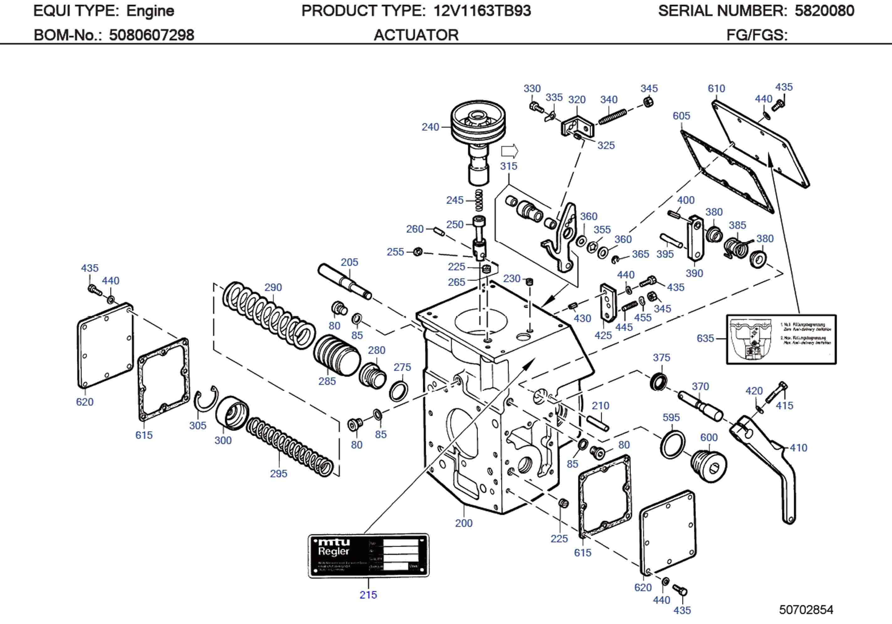 MTU 5080611180 Technical Engineering Exploded View