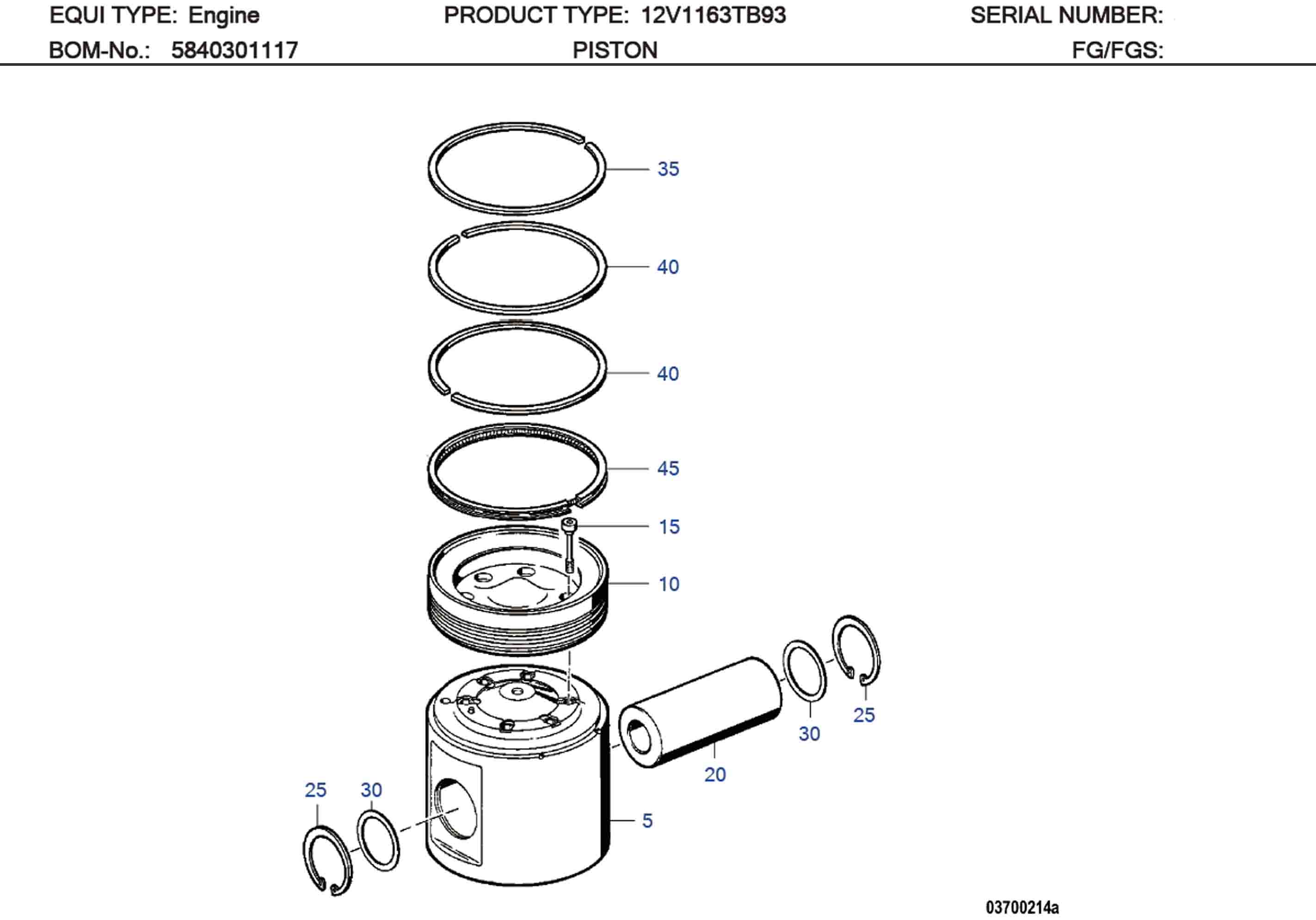 MTU 5840300615 Technical Engineering Exploded View