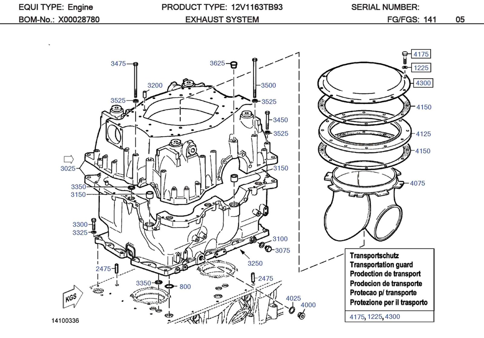 MTU 5841422080 Technical Engineering Exploded View