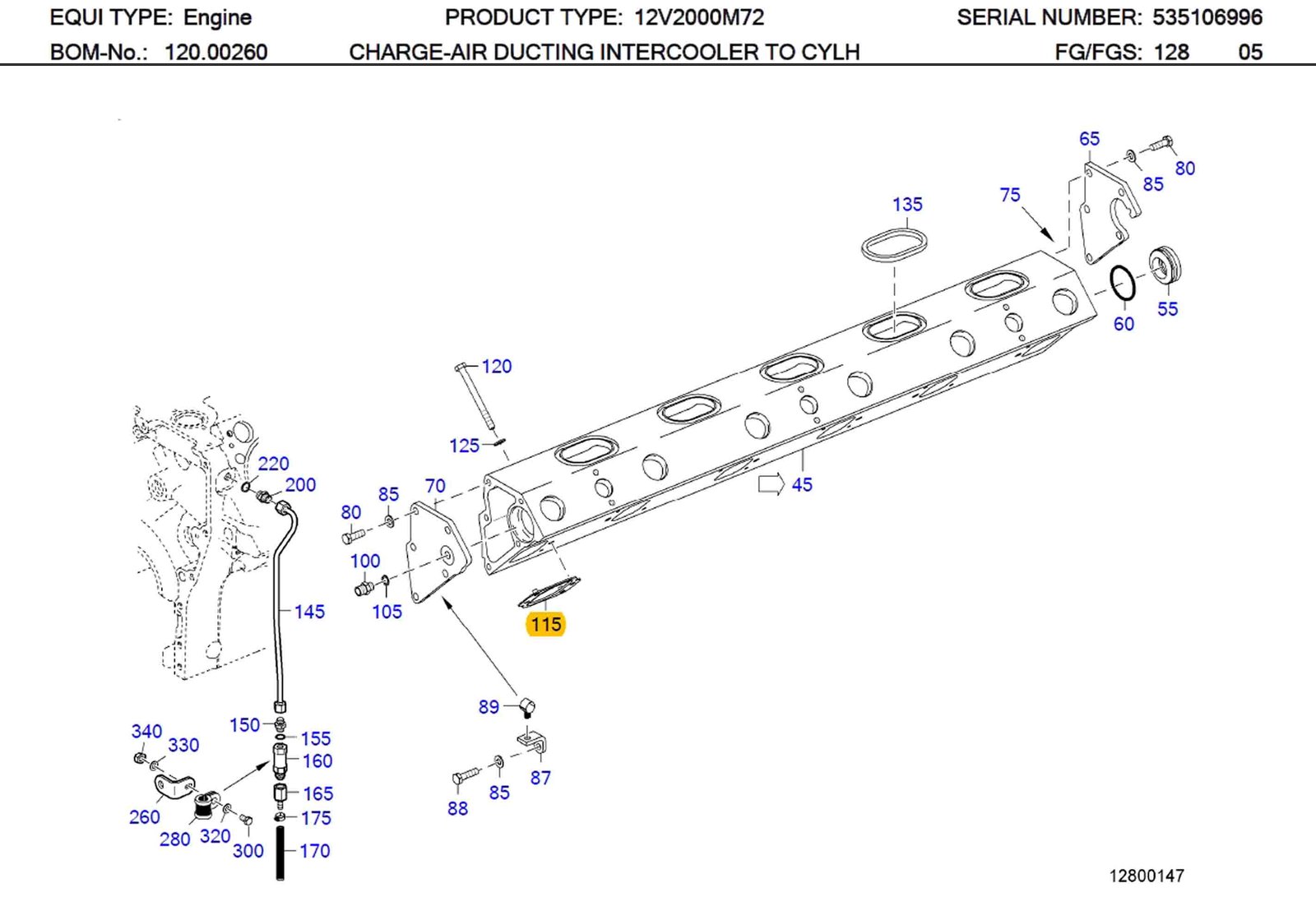MTU 5320980080 Technical Engineering Exploded View
