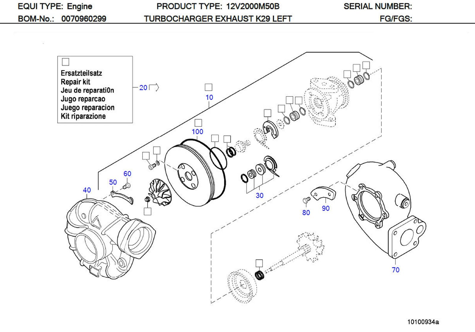 MTU E0070960299 Technical Engineering Exploded View