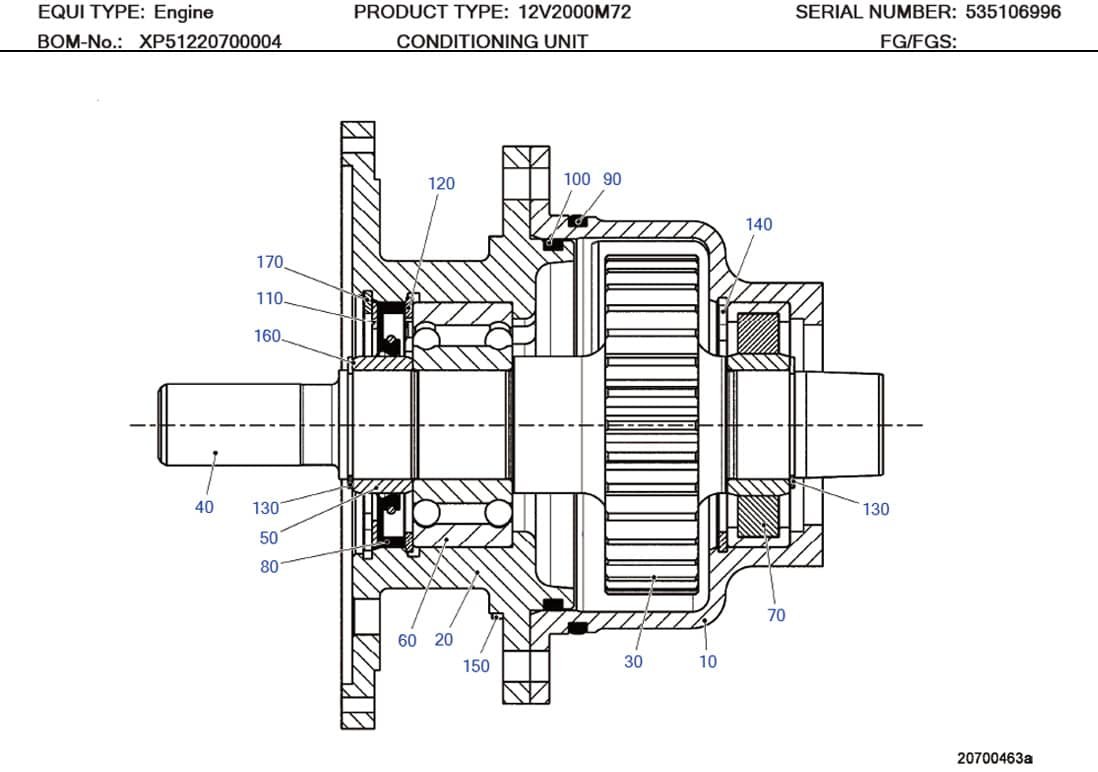 MTU XP52229700007 Technical Engineering Exploded View