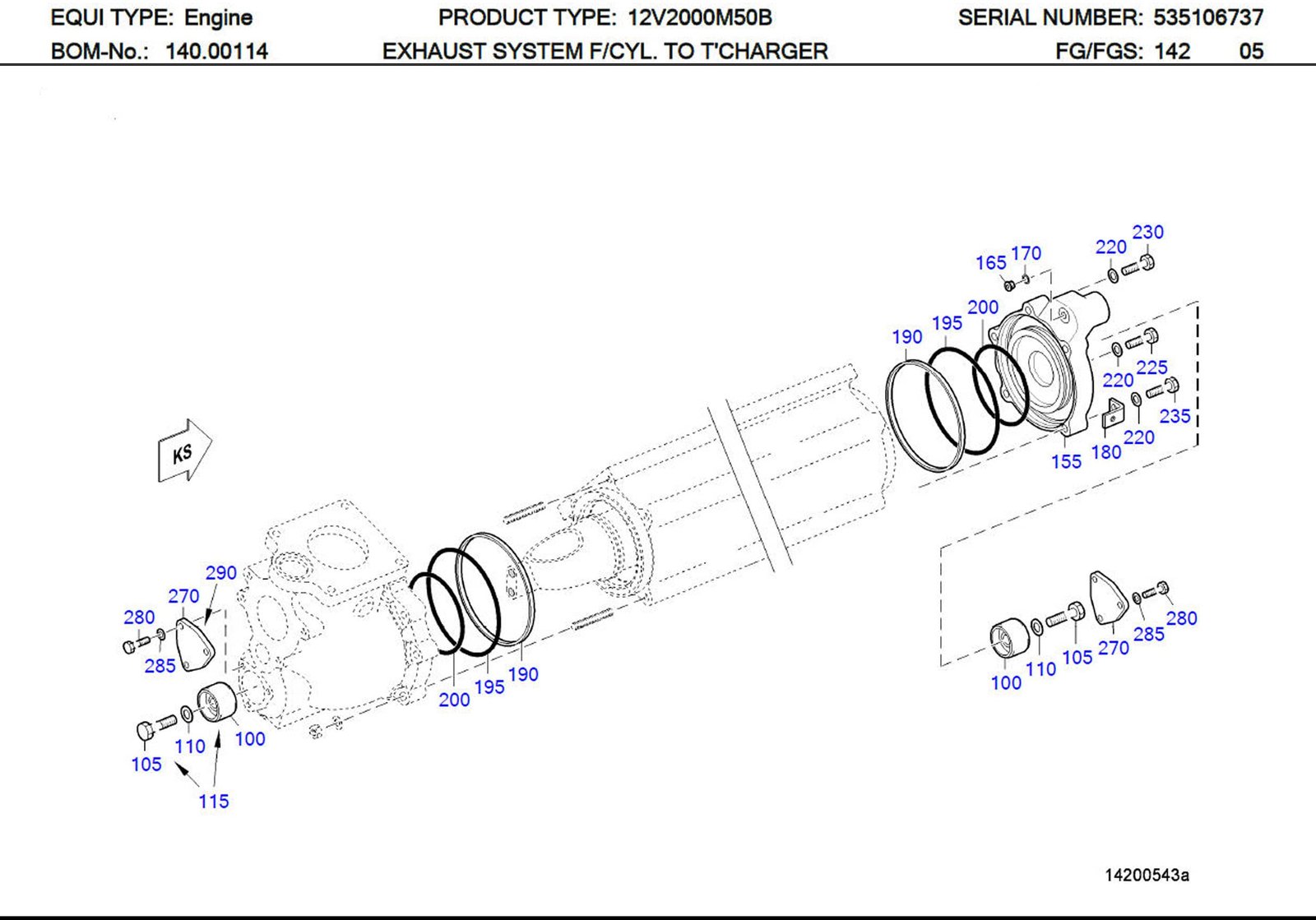 MTU 700429148001 Technical Engineering Exploded View