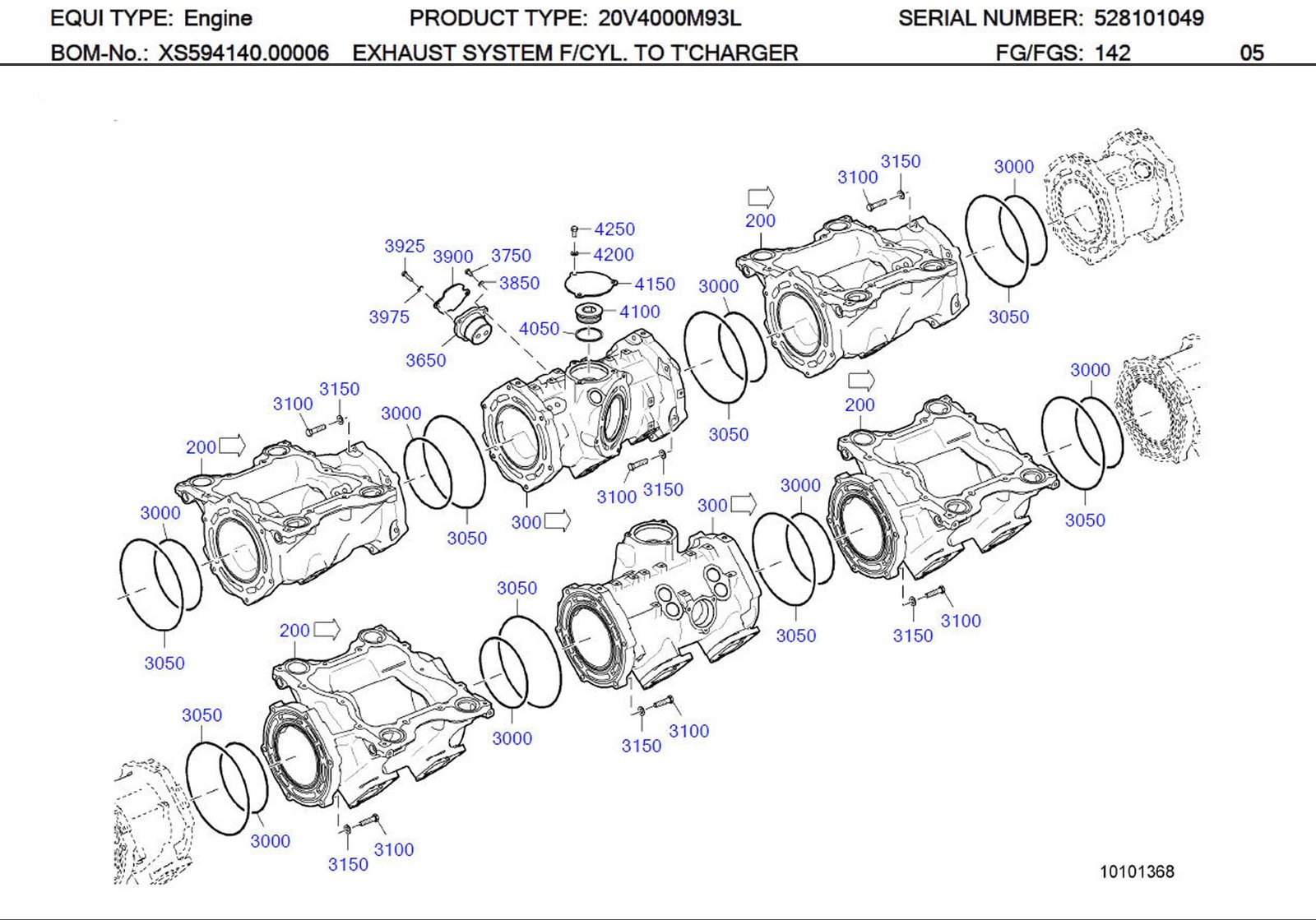 MTU 700429258000 Technical Engineering Exploded View