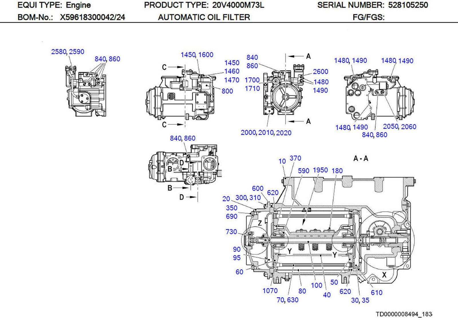 MTU XP56918300055 Technical Engineering Exploded View