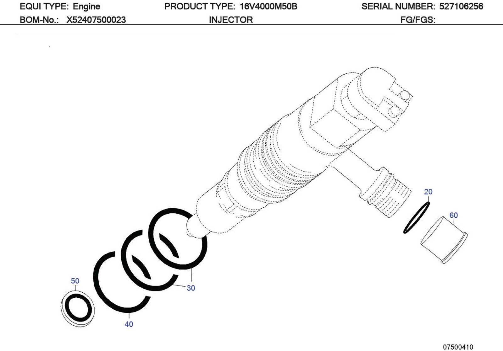MTU XP52799101135 Technical Engineering Exploded View