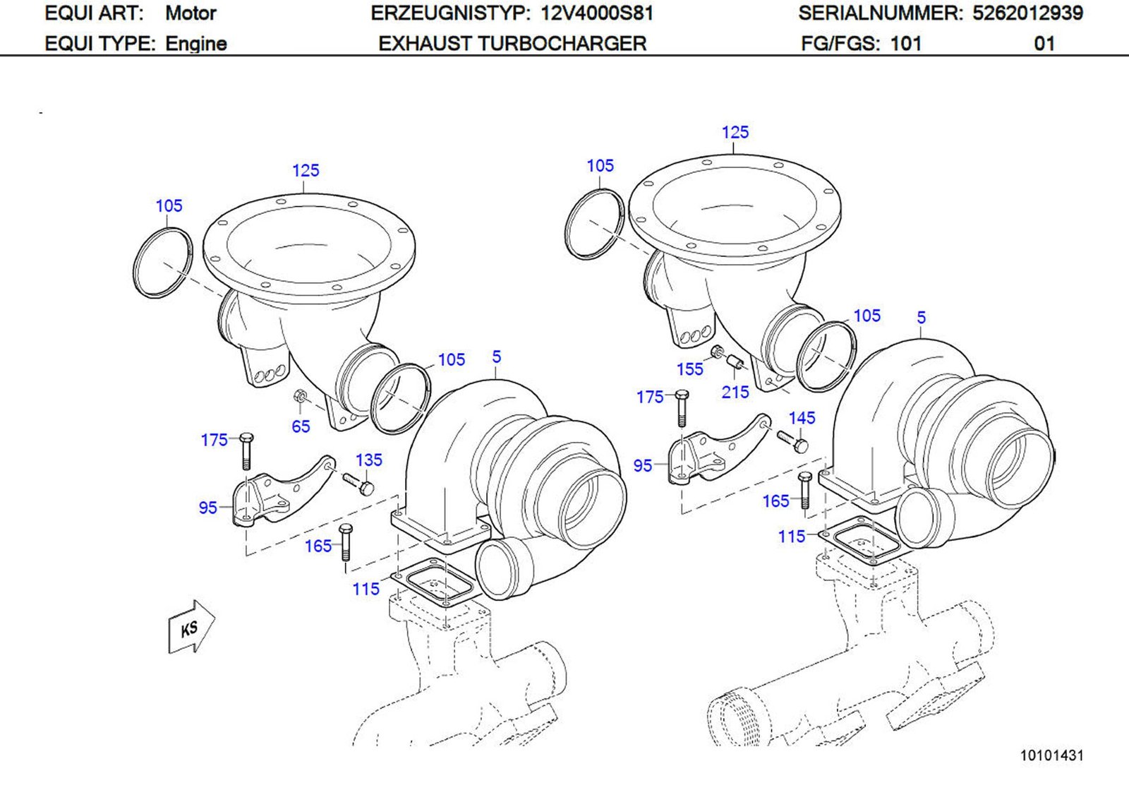 MTU 5249900605 Technical Engineering Exploded View