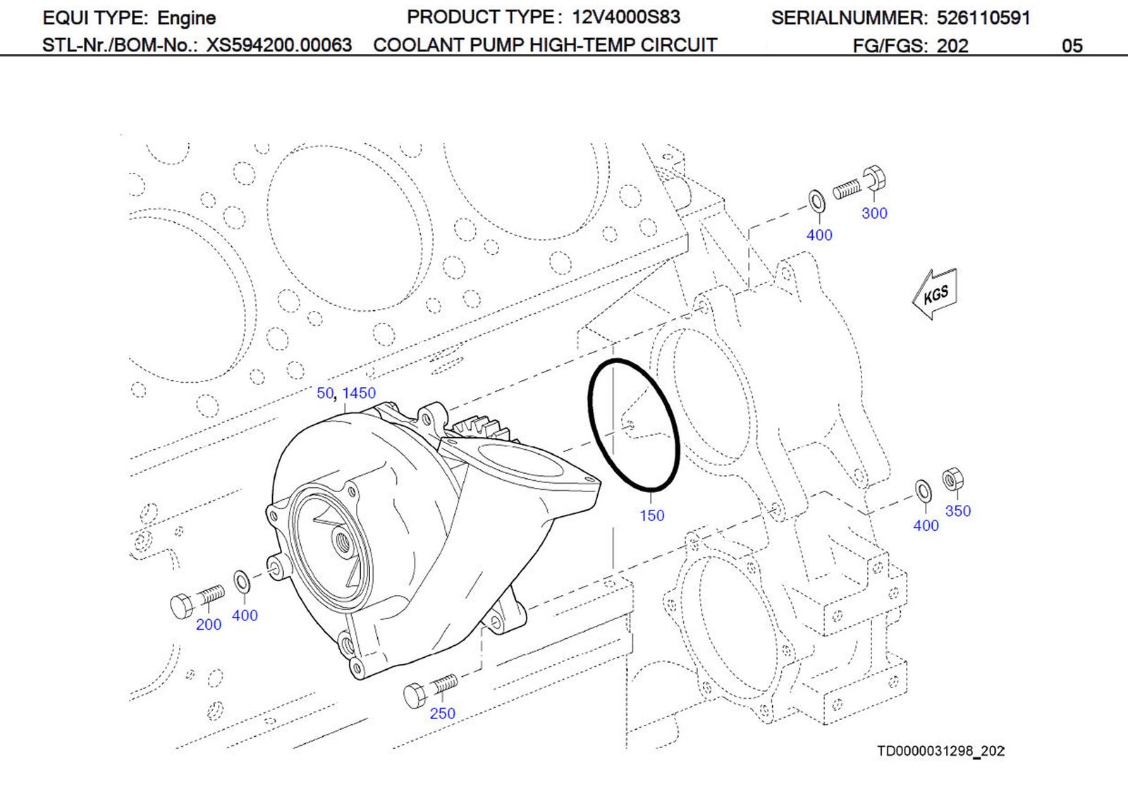 MTU 700429130003 Technical Engineering Exploded View