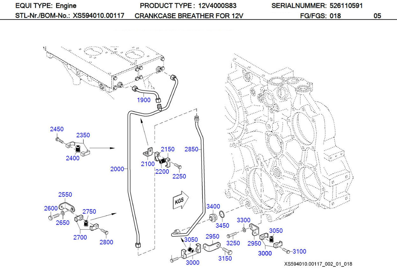 MTU 700325015100 Technical Engineering Exploded View