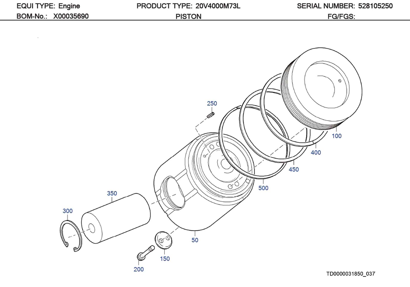 MTU EX00035690 Technical Engineering Exploded View