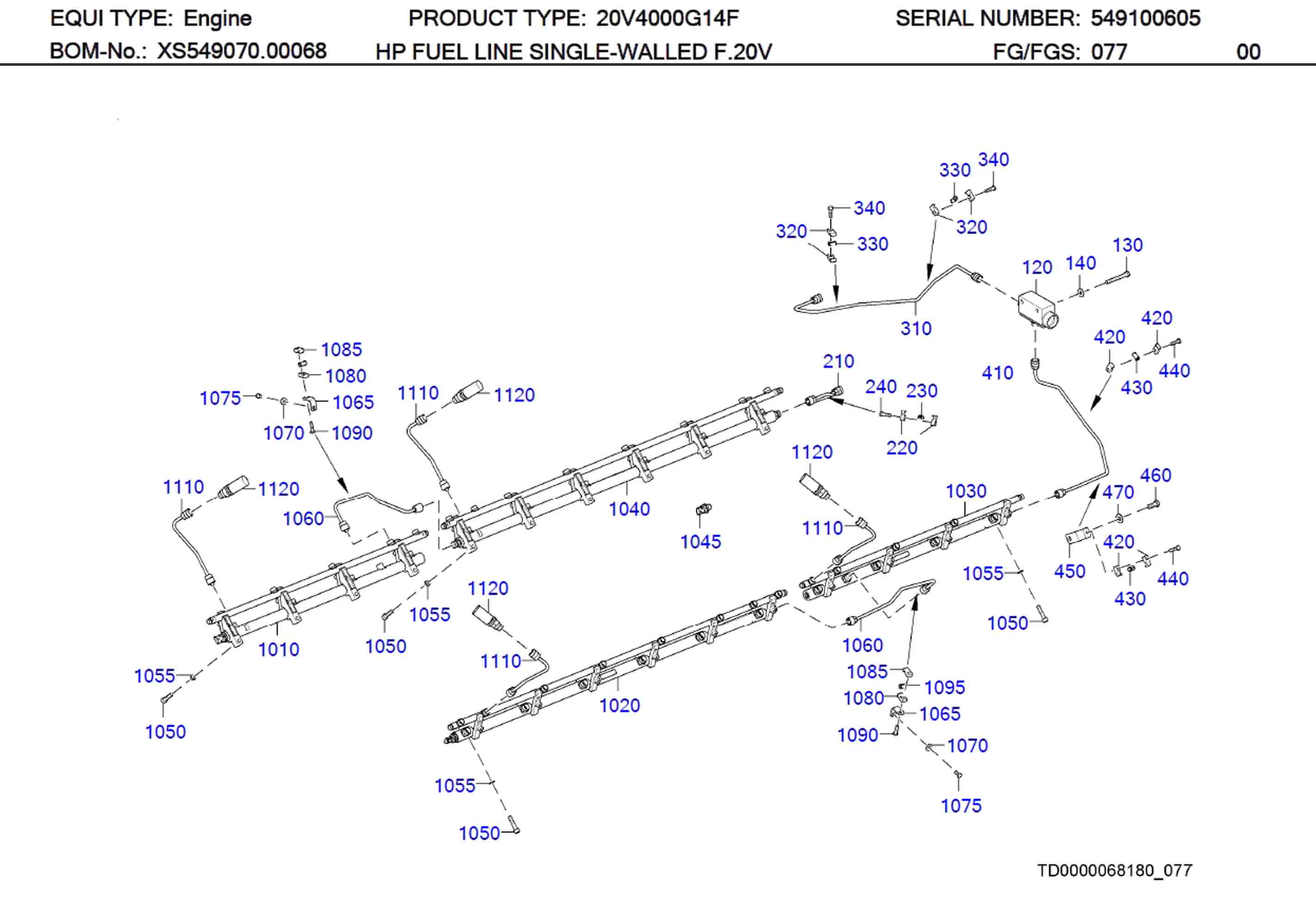 MTU X59607700020 Technical Engineering Exploded View