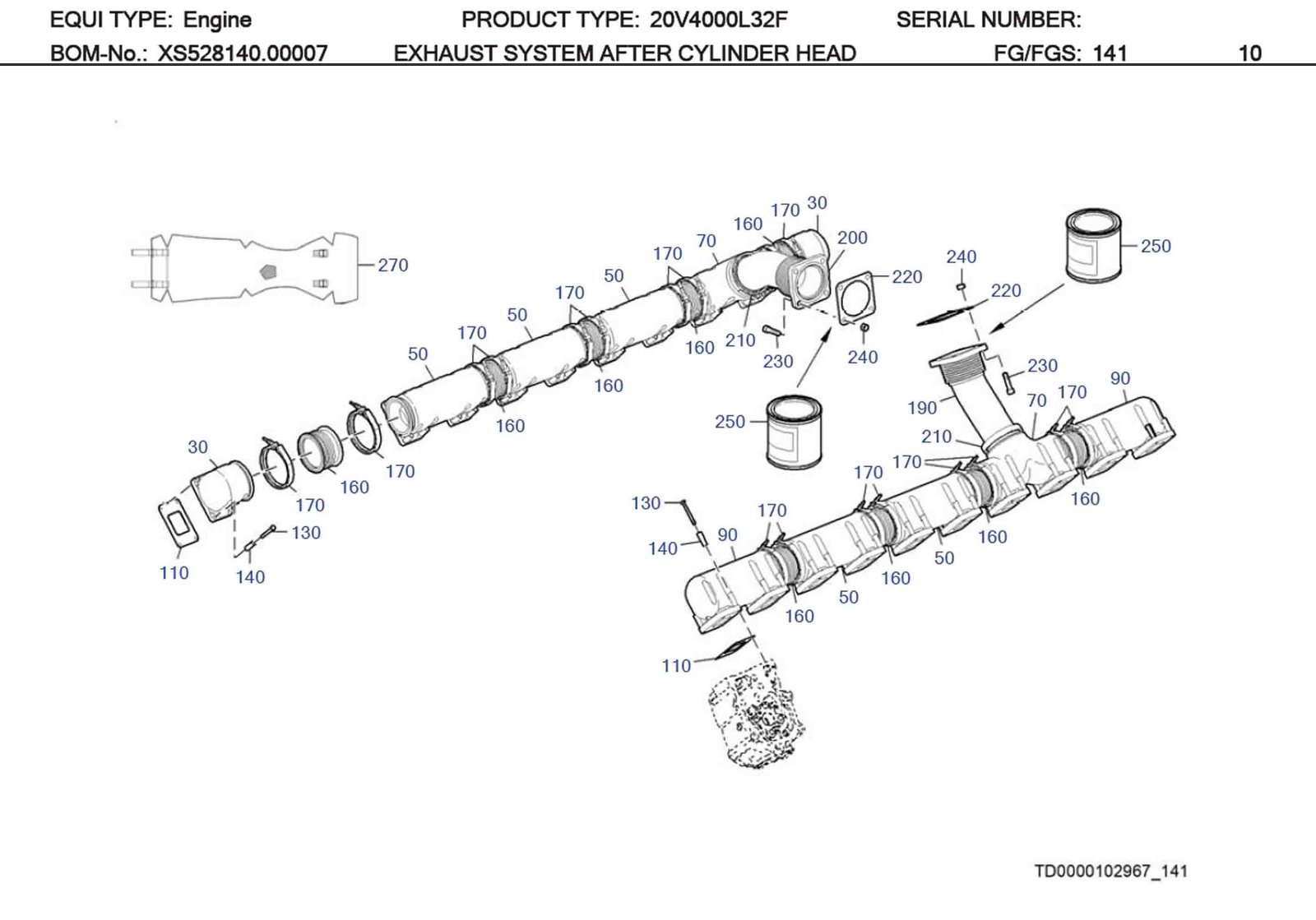 MTU X52414700025 Technical Engineering Exploded View