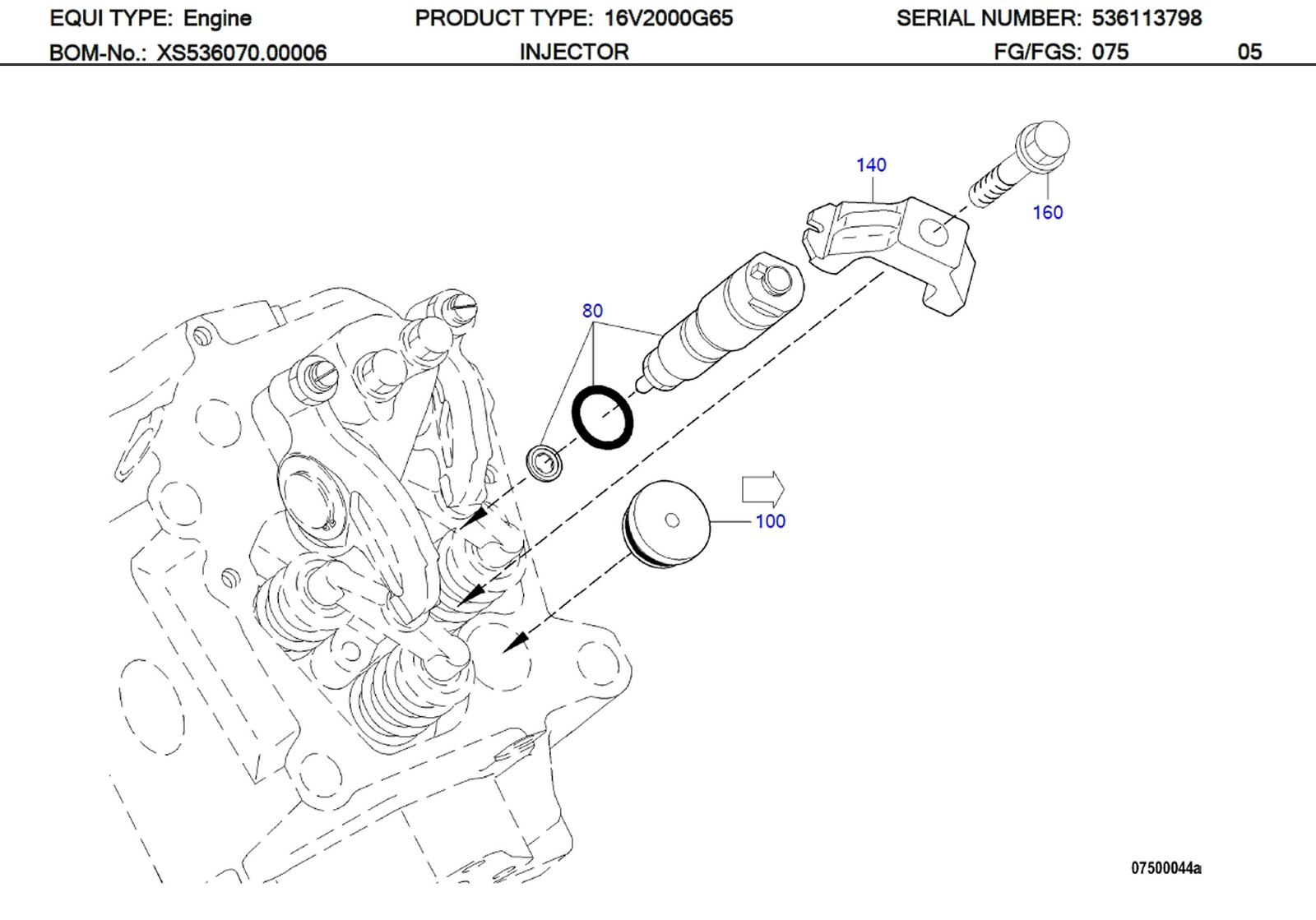 MTU X53507500012 Technical Engineering Exploded View