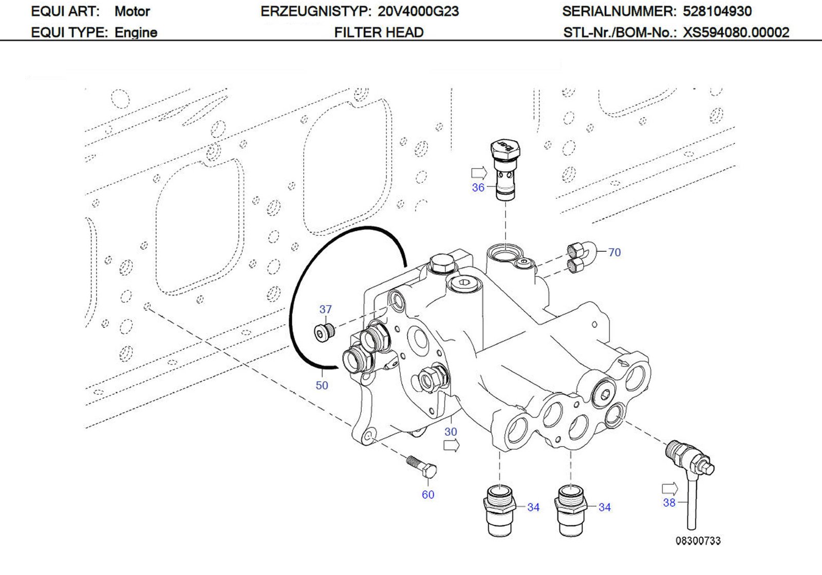 MTU X54799101554 Technical Engineering Exploded View