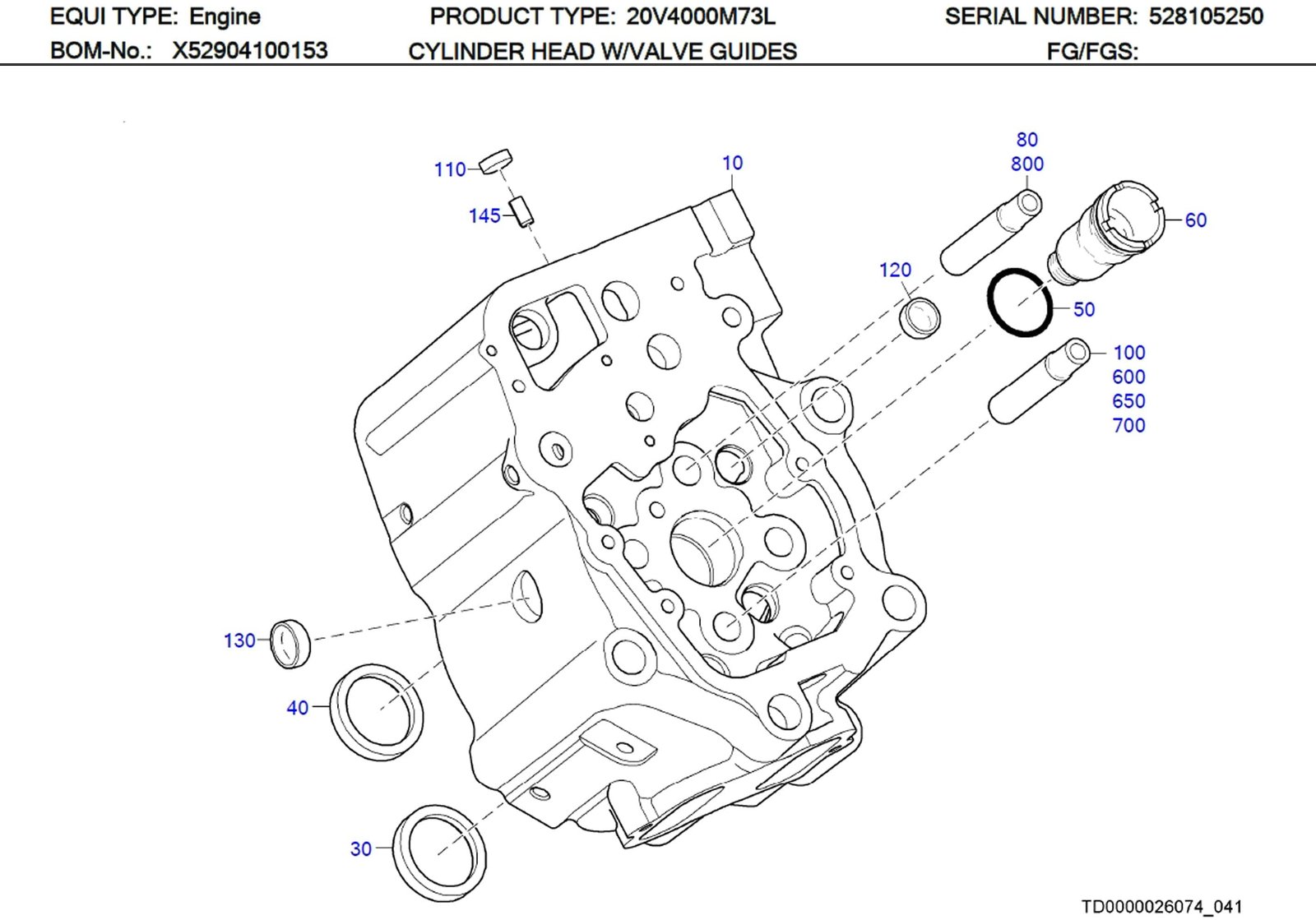 MTU X52404200010 Technical Engineering Exploded View