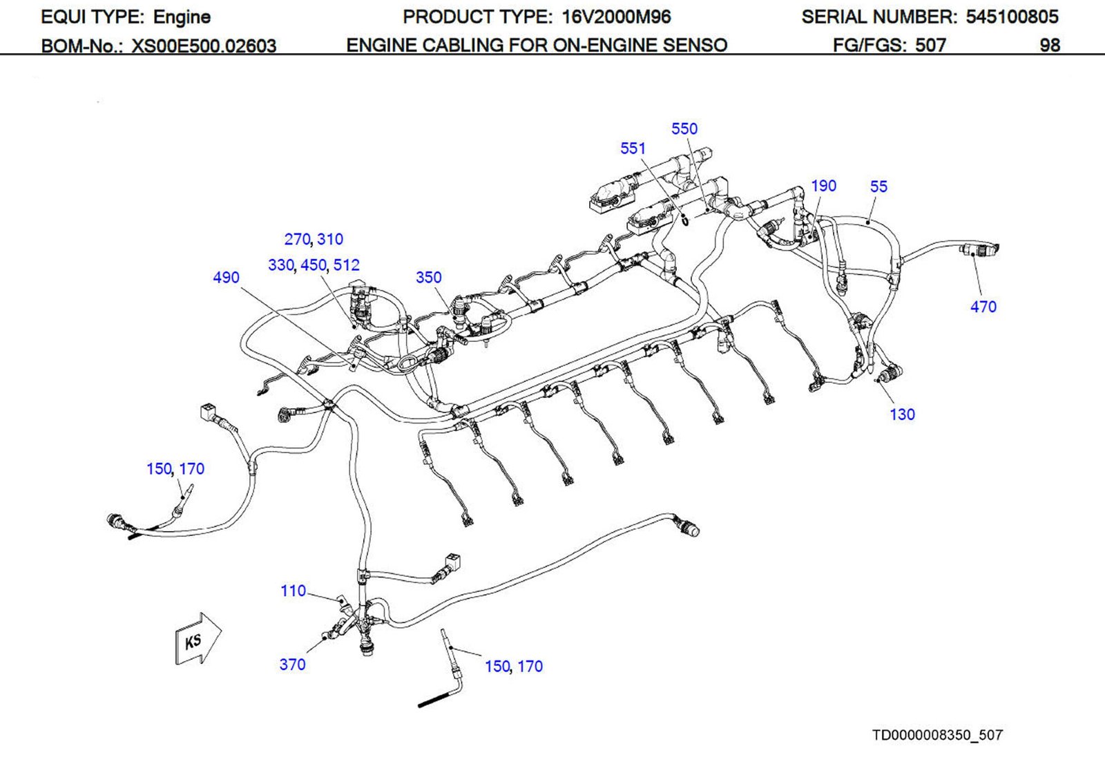 MTU X00E50203659 Technical Engineering Exploded View