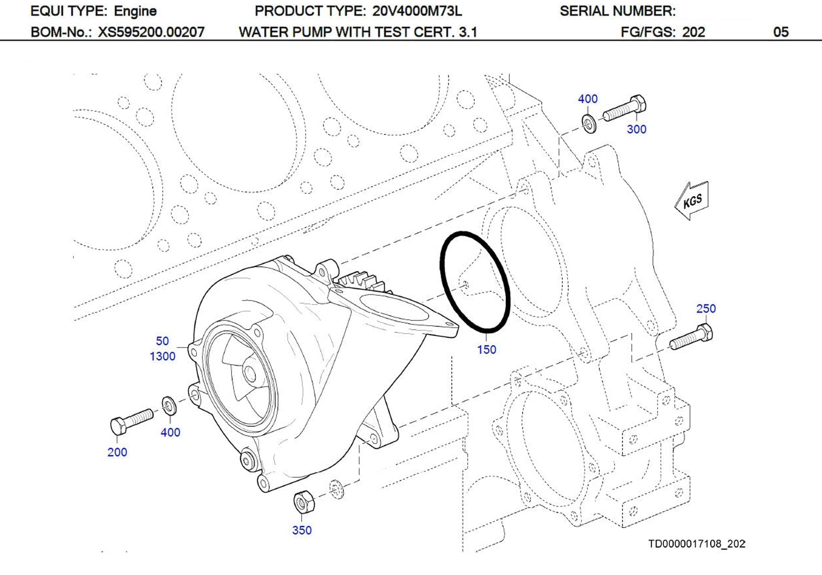 MTU X54920200040/87 Technical Engineering Exploded View