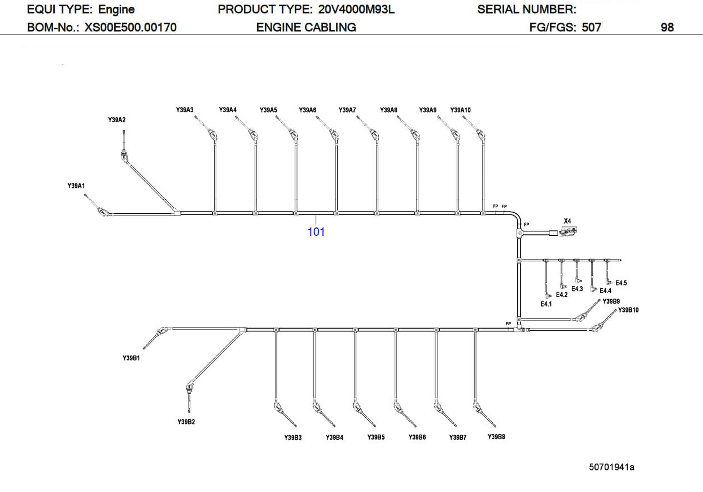 MTU X00E50700383 Technical Engineering Exploded View