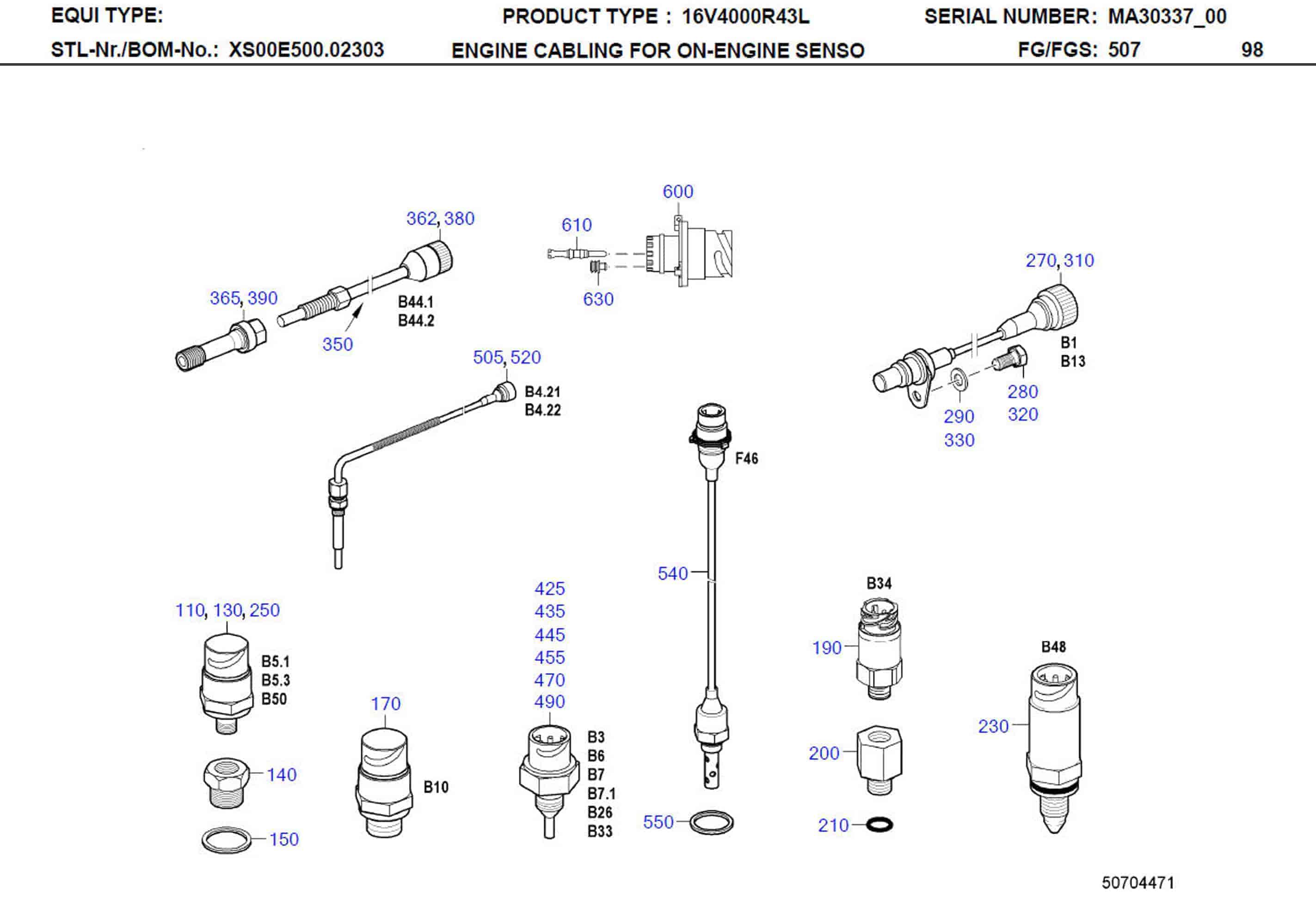 MTU X00E50207217 Technical Engineering Exploded View