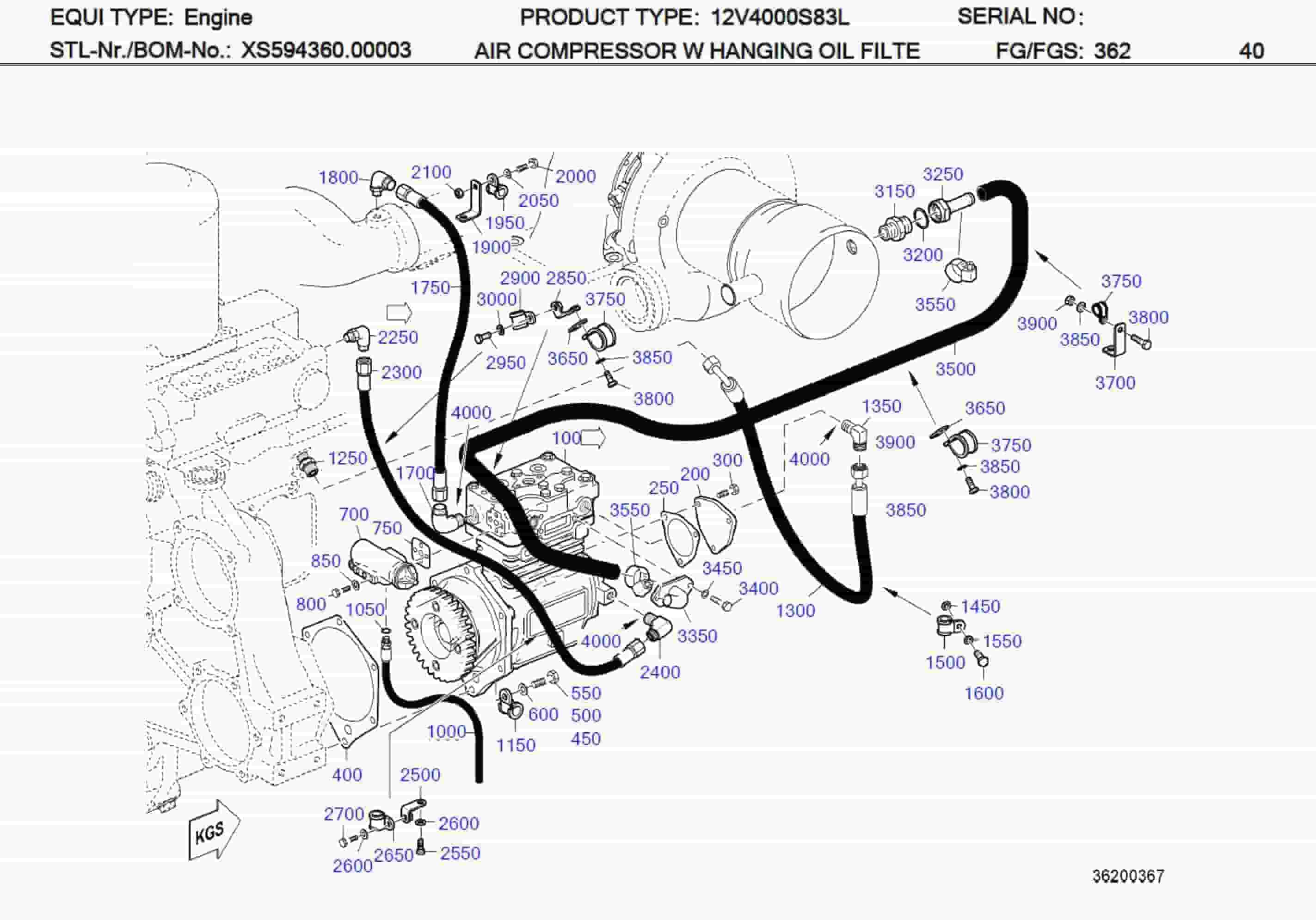 MTU X59499100015 Technical Engineering Exploded View