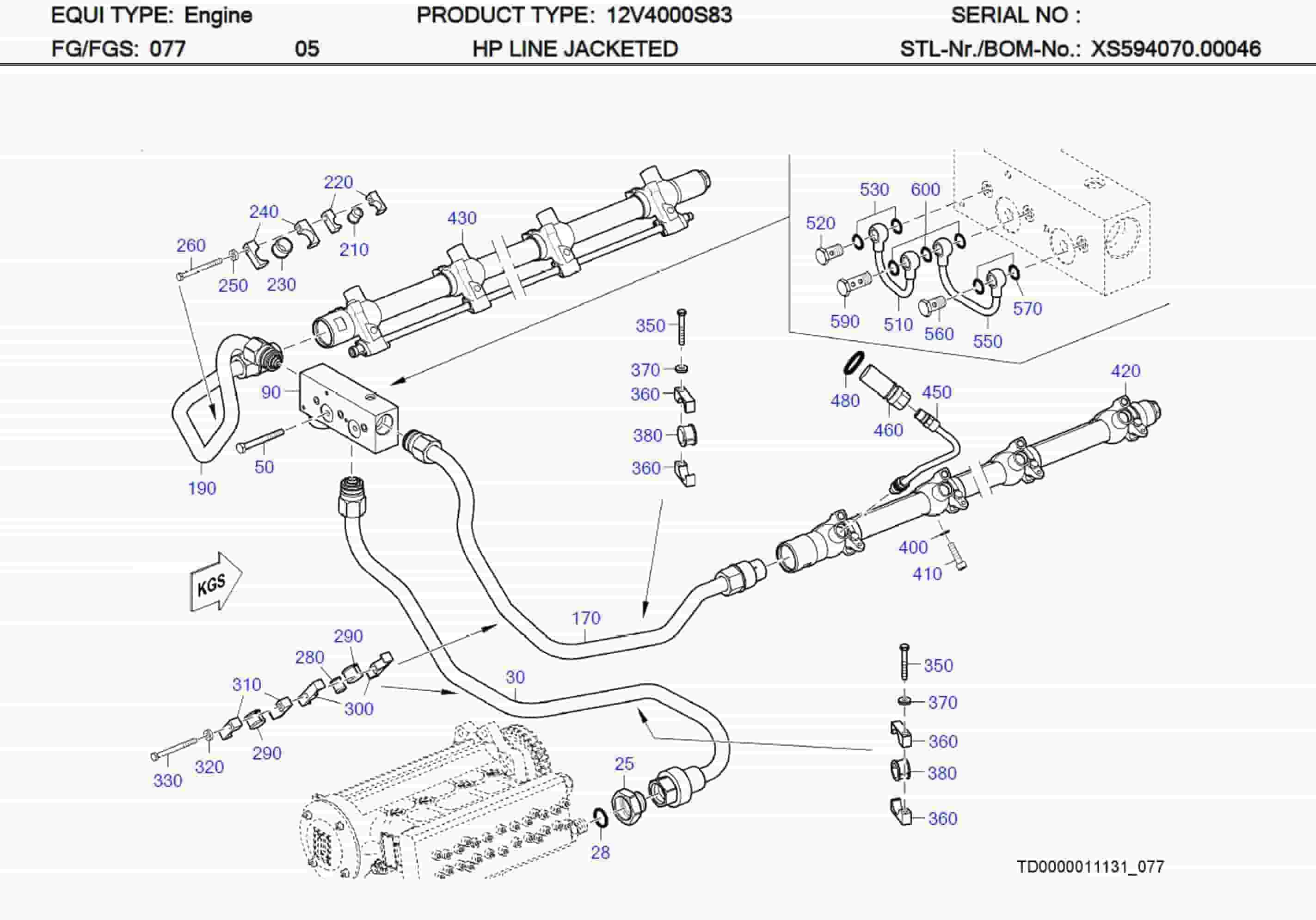 MTU X59407700021 Technical Engineering Exploded View
