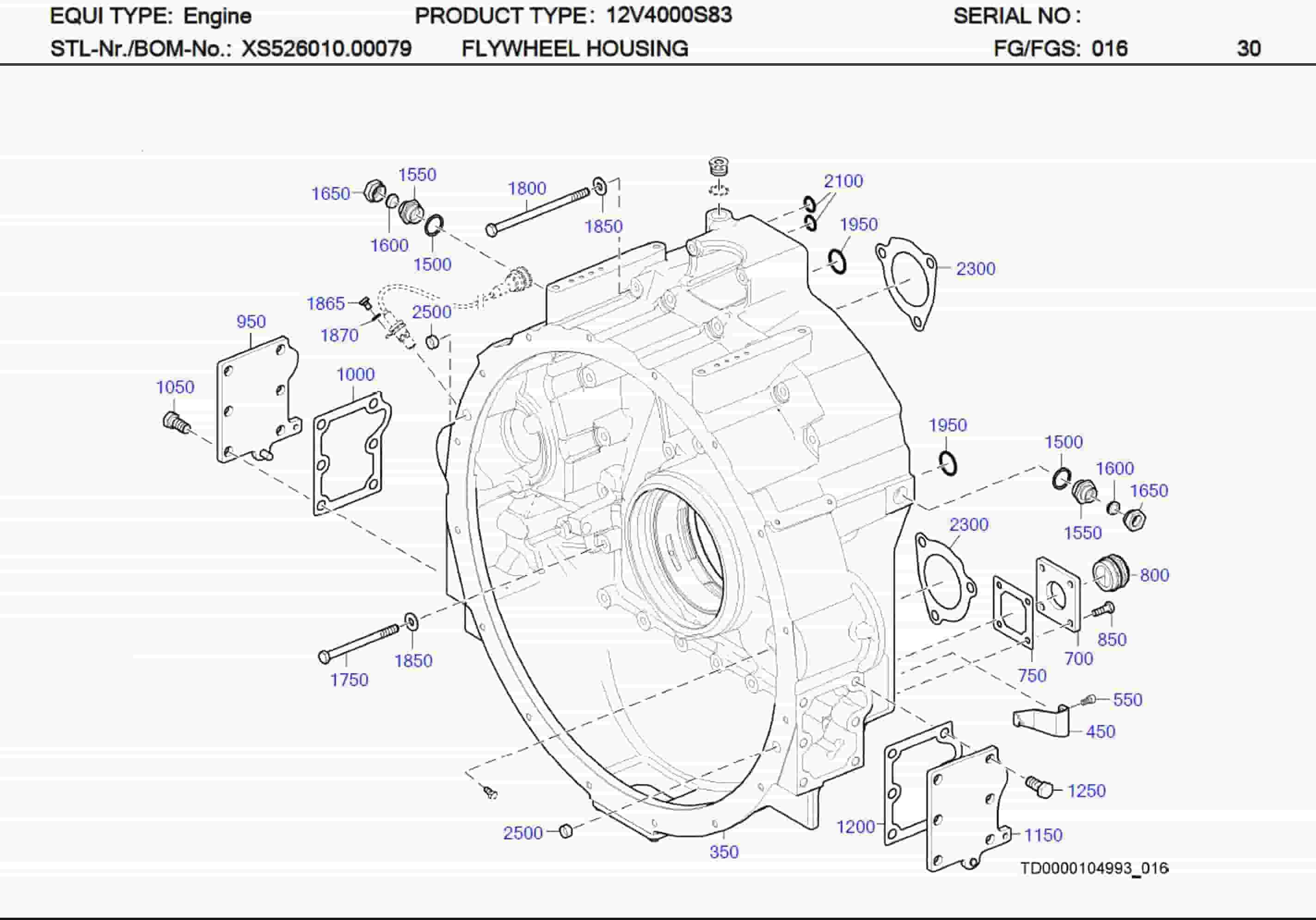 MTU X52601600011 Technical Engineering Exploded View